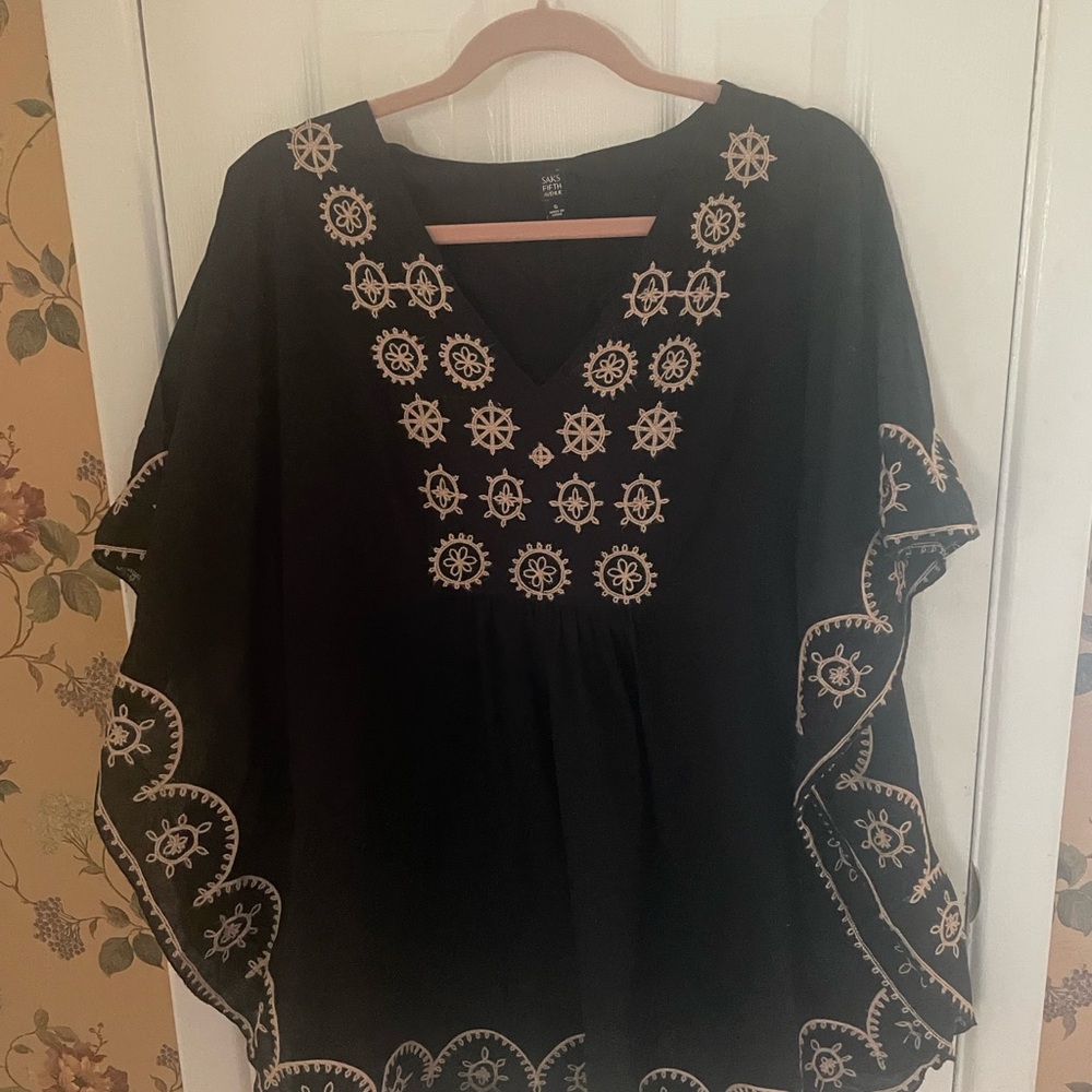 Saks Fifth Avenue Black and Silver Embellished Tunic